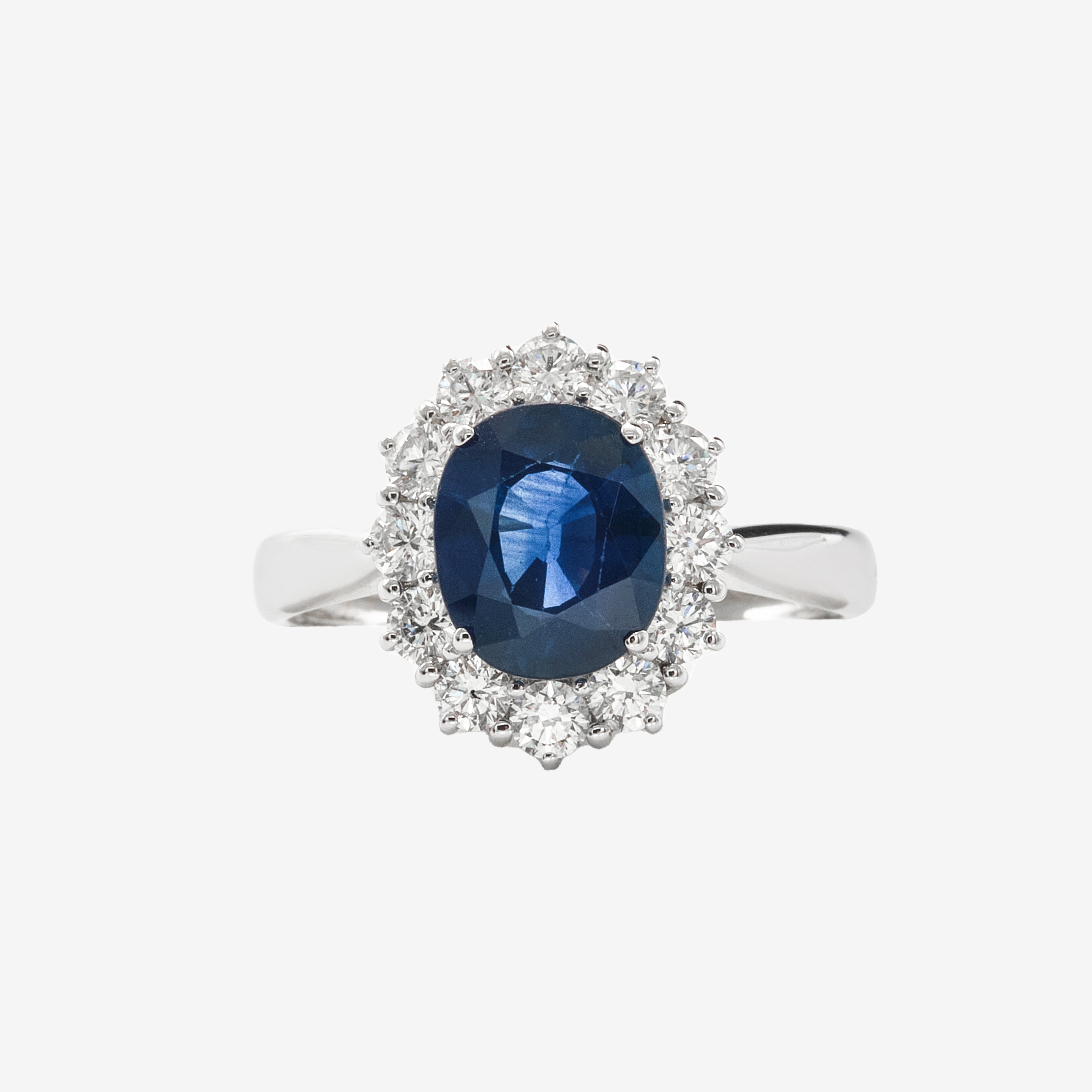 Inel Sapphire Flower cu diamante si safir 4.46ct