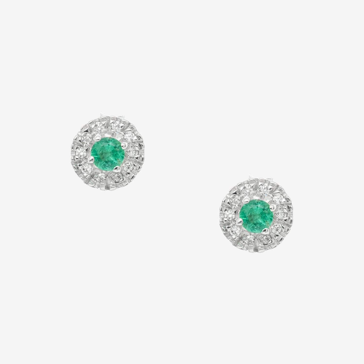 EMERALD DOTS EARRINGS WITH DIAMONDS AND EMERALDS
