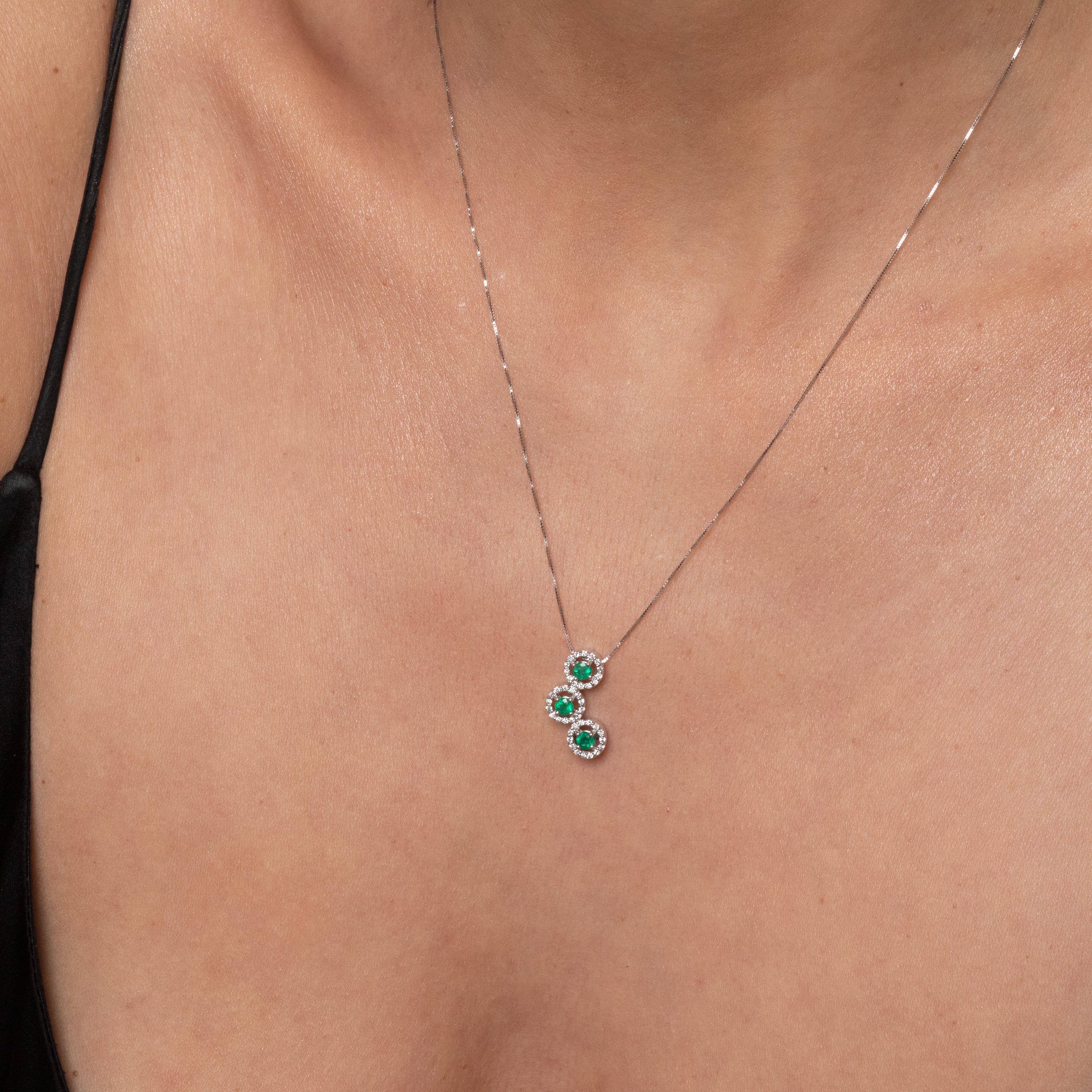Trio Necklace with Emeralds and Diamonds