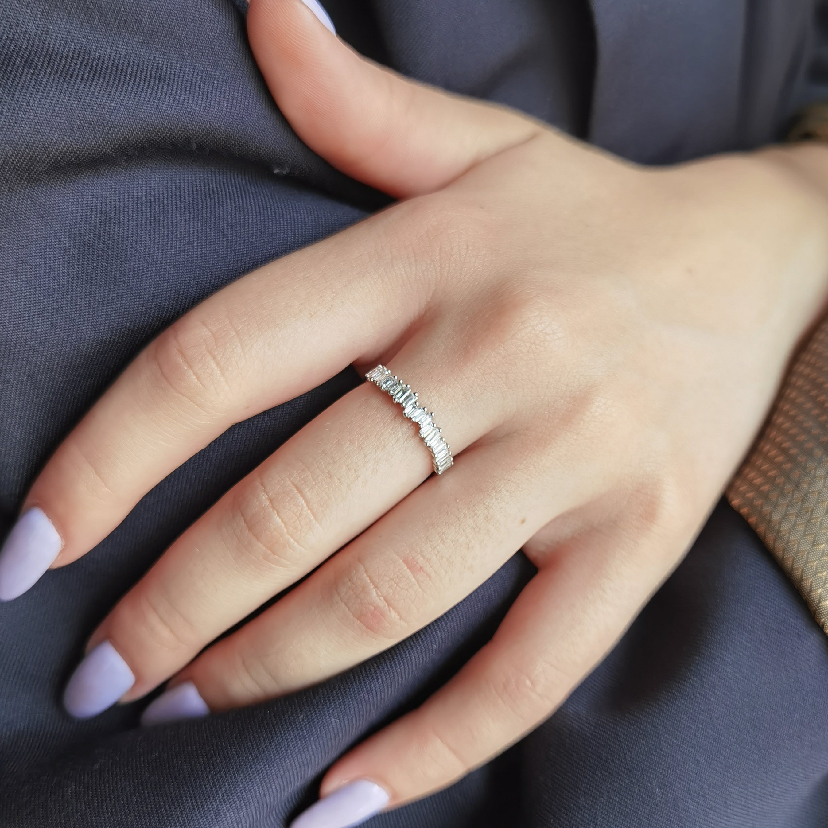 Baguette Semi-Eternity Ring with Diamonds
