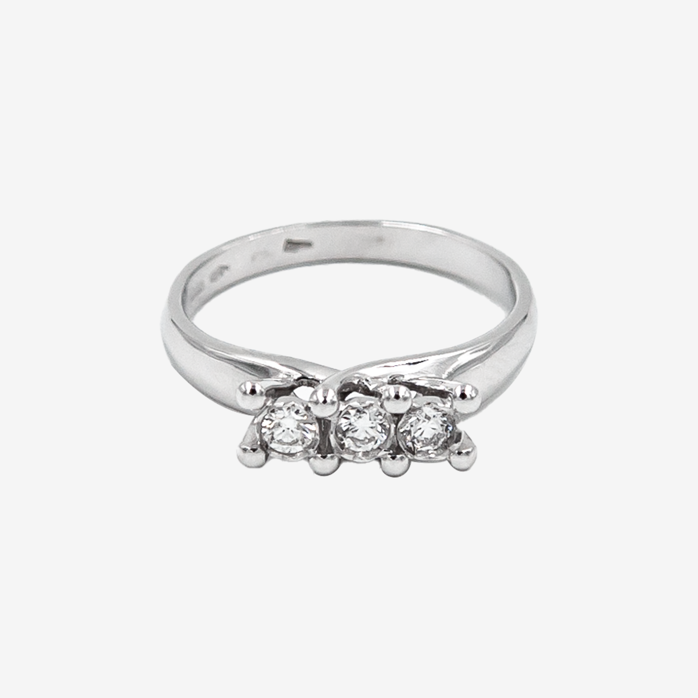 Trio Twisted Ring with Central Diamonds