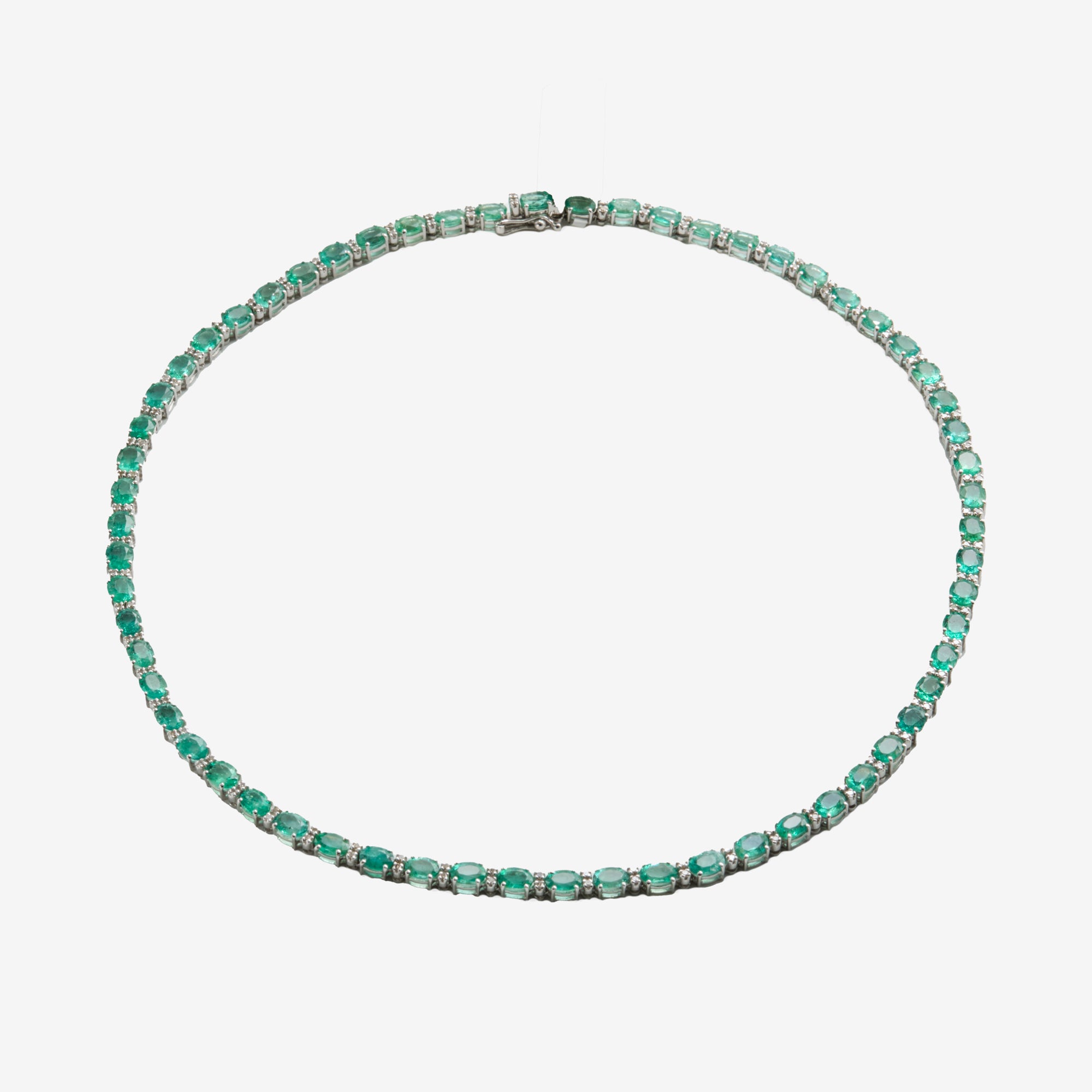 BOLD TENNIS NECKLACE WITH EMERALDS AND DIAMONDS