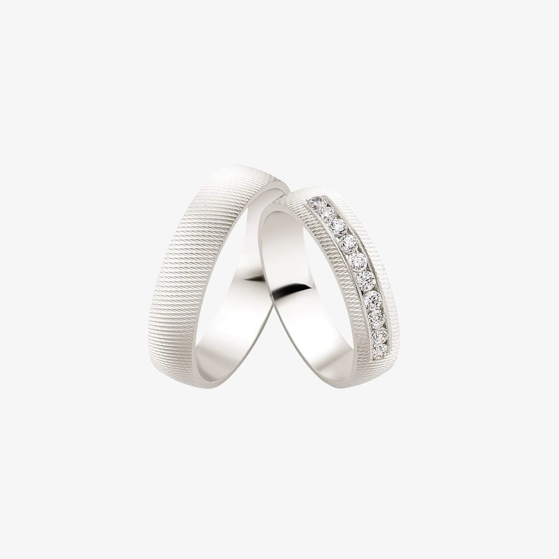 Geneva Diamond Wedding Rings - White Gold - Pair