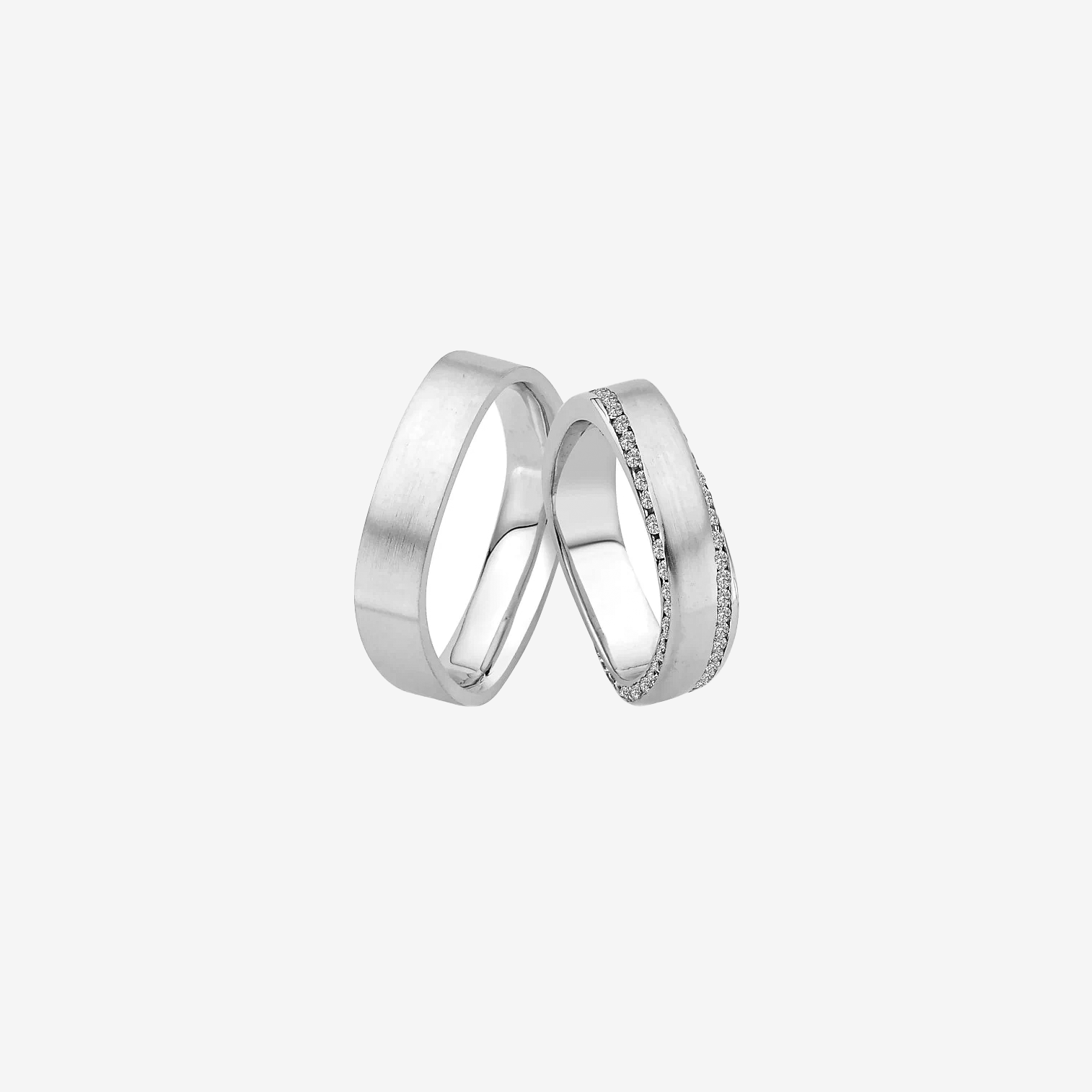 Sienna Diamond Wedding Rings - White Gold - Pair